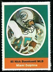 1972 Sunoco Stamps      330     Nick Buoniconti